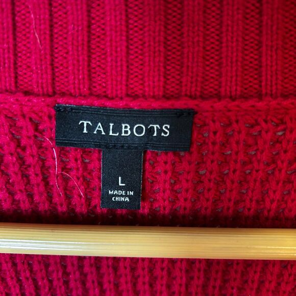 Talbots Women's Red Lambswool Blend Crewneck Long Sleeve Sweater Size L - Picture 5 of 10